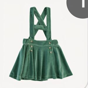 Velvet Suspender Skirt in Green